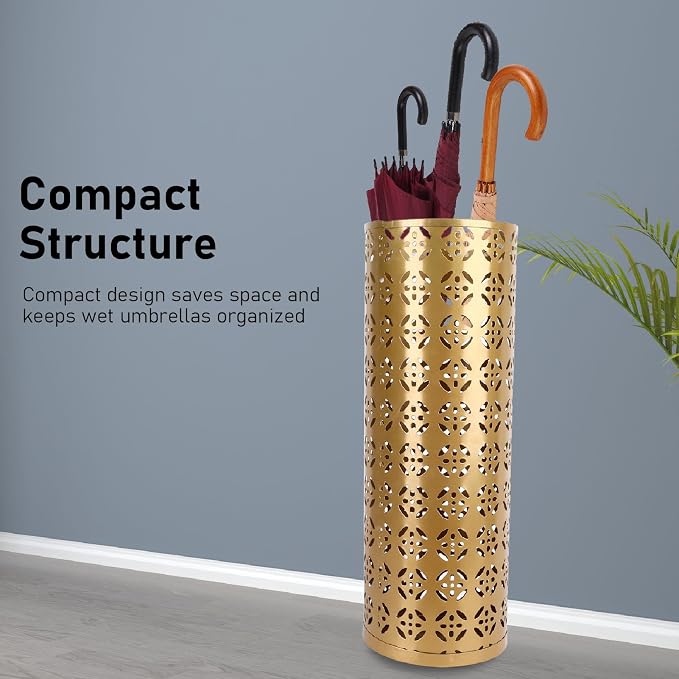 Round Umbrella Organizer Bin, Freestanding Metal Umbrella Holder Umbrella Stand Rack for Entryway, Canes Walking Sticks Holder Rain Collection for Home, Office (M 100x70cm / 39.37x27.56in)