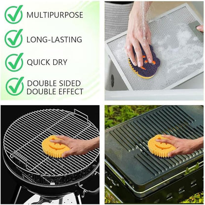 12 Pack Frog Dual-Sided Multi-Functional Premium Cleaning Sponges,Scrub Sponges,Dishwashing Sponge for Heavy Duty Scouring Pads,Kitchen,Furniture,Dish,Bathroom
