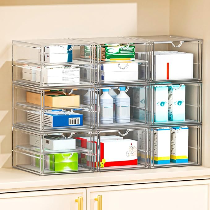 caktraie Versatile Acrylic Makeup Organizer, Drawer Organizer - Transparent Desktop Storage for Cosmetics, Office Supplies & More - Clear Organizer for Home & Office Use