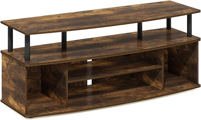 Furinno Jaya Large Entertainment Center Stand Unit/TV for up to 55 inch, Amber Pine/Black