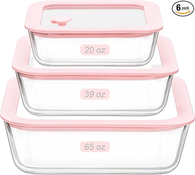 Urban Green Glass Food Container Set with Silicone Glass Lid, 3 Pack, Square Shape, Airtight, LeakProof, 100% Plastic Free, Meal Prep Food Storage Containers