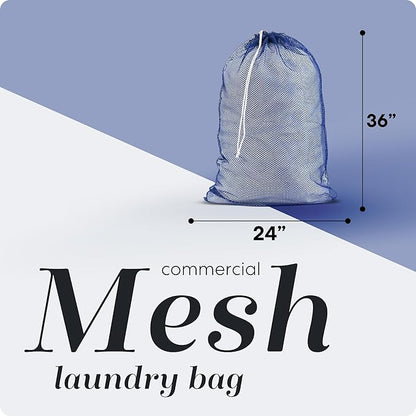Handy Laundry Mesh XL Laundry Bag - Durable, Machine Washable with Secure Drawstring Closure - Perfect for College Dorms, Laundromats, Apartments (Blue, Large 24" x 36")