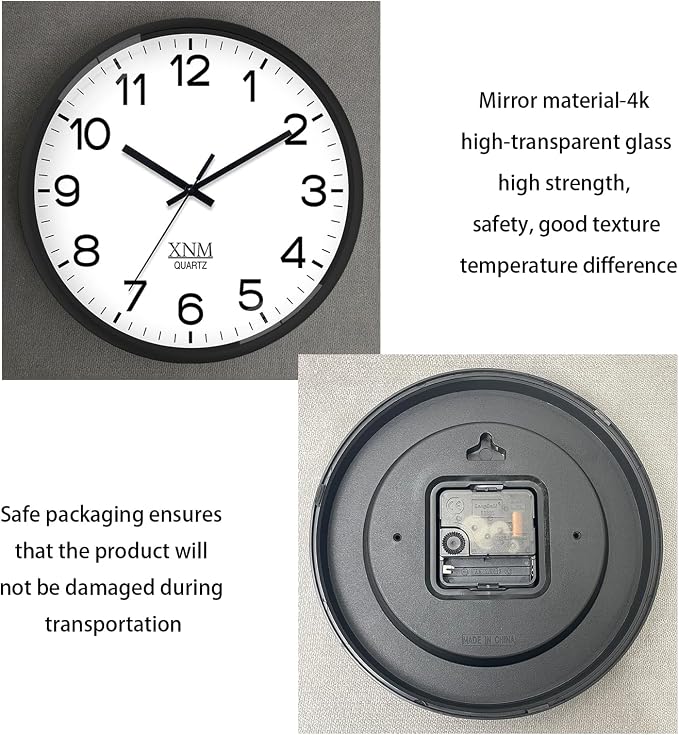 XNM 2 Pack Black Wall Clock 8 Inch Small Classic Wall Clocks Battery Operated Modern Minimalist Wall Clock for Living Room Bedroom Silent Non Ticking