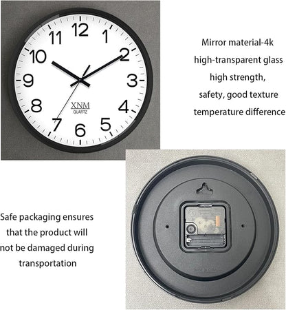 XNM 2 Pack Black Wall Clock 8 Inch Small Classic Wall Clocks Battery Operated Modern Minimalist Wall Clock for Living Room Bedroom Silent Non Ticking