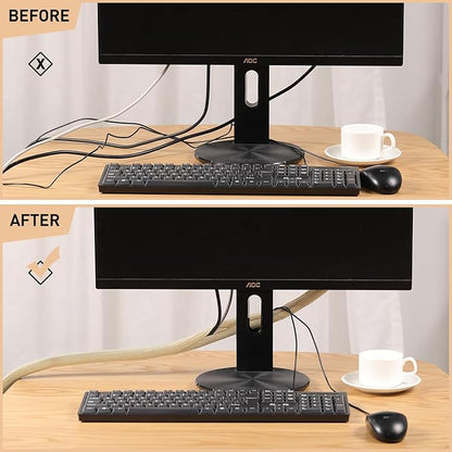 AGPTEK Cable Sleeve Cover, 10ft - 4/5 inch Desk Cord Organizer Cable Hider, Home Office Wire Management Computer TV Wire Loom Tubing, Pet Proof Cord Protector, from Cat Dog Chewing, Wood Color