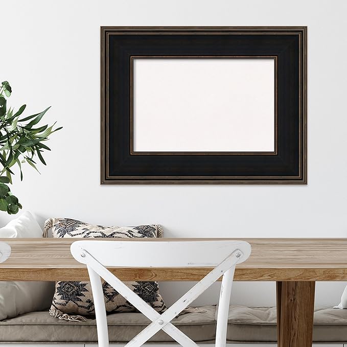 Amanti Art White Cork Board for Wall, 20x26 Vision Board with Brown Wood Frame, Small Corkboard Office Decor for Home Organization, Casual Corkboard Pinboard to Display Items for Home Organization in