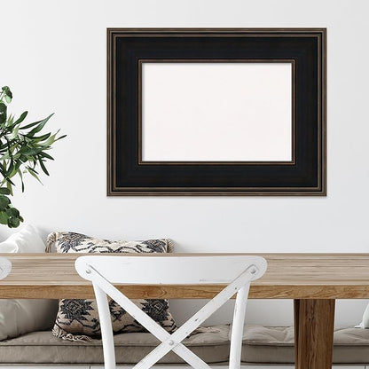 Amanti Art White Cork Board for Wall, 20x26 Vision Board with Brown Wood Frame, Small Corkboard Office Decor for Home Organization, Casual Corkboard Pinboard to Display Items for Home Organization in