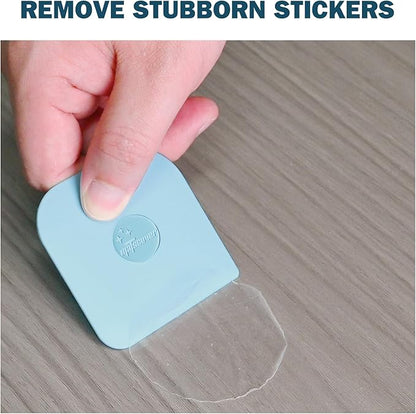Pan Scraper, 5 Pcs Pot Scraper Plastic, Pot Scraper Non Scratch for Cast Iron, Pot and Pan Cleaning, Sturdy Scraper Kitchen Tool-Aqua
