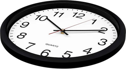 Bernhard Products Black Wall Clock Silent Non Ticking - 16 Inch Extra Large Quality Quartz Battery Operated Round Easy to Read Home/Office/Business/Kitchen/Classroom/School Clocks