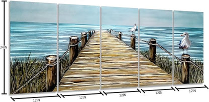 YHSKY ARTS Beach Metal Wall Art - Handcrafted Rustic Bridge Sculpture Set for Home Decor