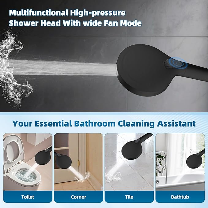 Hibbent All Metal cUPC Certified Shower Head, 10'' High Pressure Rain Shower Head, Handheld Showerhead Combo with 16'' Adjustable Extension Arm, 10 Sprays, 71'' Hose, Shower Holder, Oil Rubbed Bronze