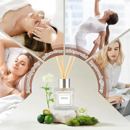 2PCS Reed Diffuser Set, 1.7 oz Scent Diffuser with Sticks, Gardenia Scent for Bathroom Accessories Shelf Decor, Air Fresheners for Home, Home Fragrance, House Office Room Decor Aesthetic & Gift