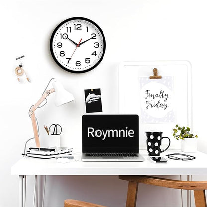 Wall Clock 14 Inch Large Silent Non-Ticking Modern Clock Battery Operated Classic Simple Minimalist Analog Decorative for Kitchen, Living Room,Office, Bedroom, Bathroom (Black)