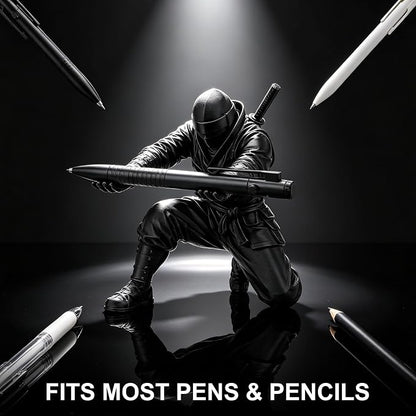 2Pack Ninja Pen Holder for Desk – 3D Printed Ninja Warrior Pen Holder with Sword and Weapon Accessories, Creative Desk Organizer Decor Gift for Men – Funny Pencil Holder Stand (Black)