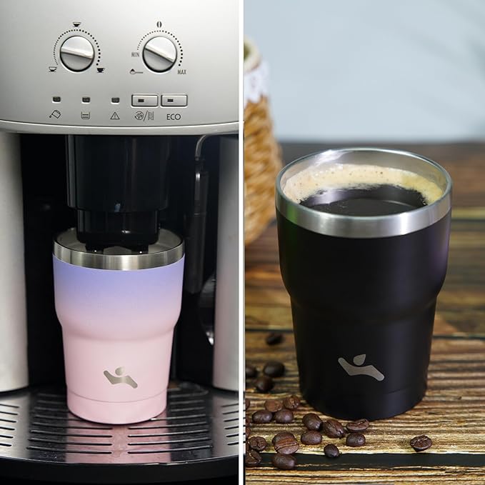 10 oz Tumbler with Handle and 2 Straw 2 Lid, Insulated Water Bottle Stainless Steel Vacuum Cup Reusable Travel Mug,Coral