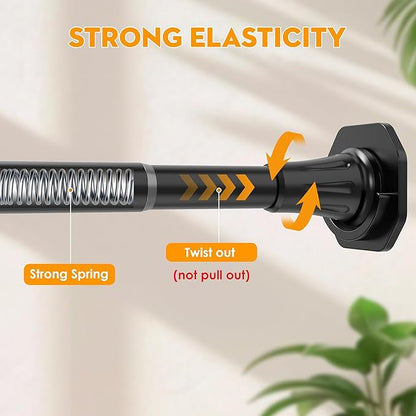 1.1 Inch Diameter Tension Closet Rods for Hanging Clothes 32-48 Inch, Adjustable Pole Closet to Hang Clothes, Heavy Duty Closet bar for Wardrobes with No Drilling Holder, Matte Black