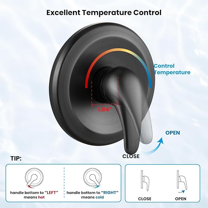 gotonovo Shower Faucet Set Bathroom Shower Head and Handle Set Complete 6 Settings 6 inch Rainfall Shower Head Kit High Pressure Shower System Combo Shower Trim Kit with Valve Oil Rubbed Bronze