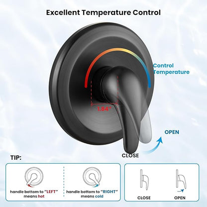 gotonovo Shower Faucet Set Bathroom Shower Head and Handle Set Complete 6 Settings 6 inch Rainfall Shower Head Kit High Pressure Shower System Combo Shower Trim Kit with Valve Oil Rubbed Bronze