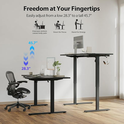 Agilestic Electric Standing Desk, L-Shaped 55 Inches Height Adjustable Desk, Sit and Stand up Desk for Work Office Home, Ergonomic Rising Computer Table for Home Office with Splice Board, Black