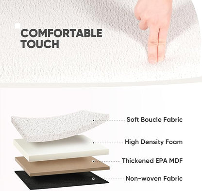 B FSOBEIIALEO Ottoman with Storage for Living Room, Sherpa Folding Storage Ottoman Foot Rest, 30 Inches Collapsible Bedroom Bench White Cream