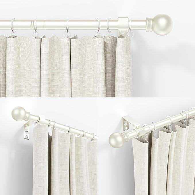 Thestoa Nickel Curtain Rods for Windows 30-46 Inch, 5/8" Stainless Steel Small Curtain Rod for Bedroom, Living Room,Kitchen,Farmhouse