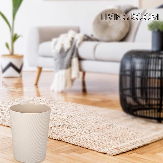 UUJOLY Small Trash Can Wastebasket Garbage Can Container Bins for Bathrooms, Laundry Room, Kitchens, Offices, Kids Rooms, Dorms (Beige)