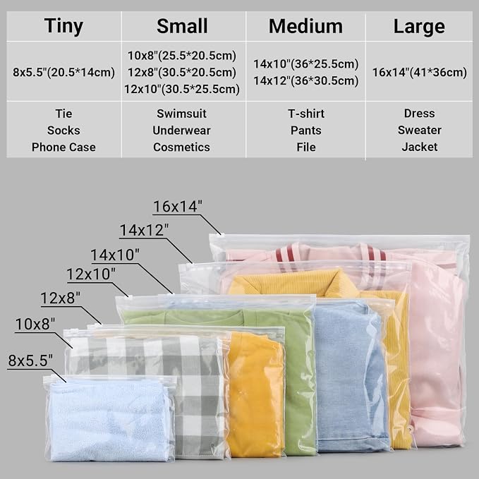 Clear Bags for Swimsuits, T Shirt Packaging Bags for Bikini, Swimwear, Bathing Suit Storage, 10x8 inch, Pack of 100, 3 Mil with Vent Holes