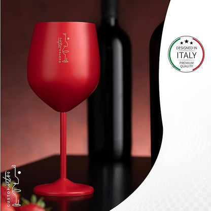 Gusto Nostro Valentine’s Day Gift Stainless Steel Wine Glass – 18 oz Red, Unbreakable Colorful Wine Glasses for Travel, Camping and Pool – Cute, Unique Metal Wine Glass for Outdoor, Picnics (Set of 4)
