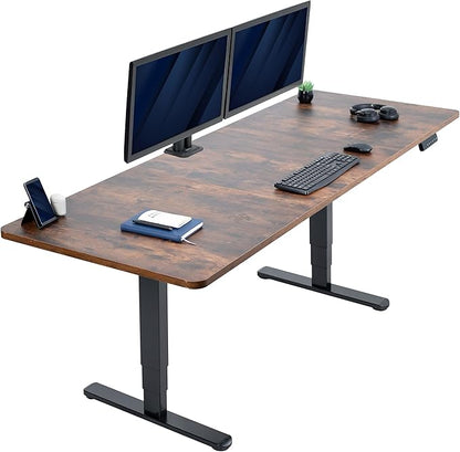 VIVO Electric 83 x 30 in Dual Motor Sit Stand Desk, Memory Height Adjustment, 2B Series, Rustic Vintage Brown Top Black Frame, DESK-KIT-2B8N