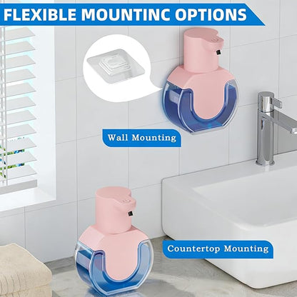 2Pack Automatic Soap Dispenser Touchless, Rechargeable Foaming Soap Dispenser,15oz/420ml Smart Hand Soap Dispensers,4-Level Adjustable,Wall Mount for Bathroom Kitchen Dish Soap(Pink, Foam)