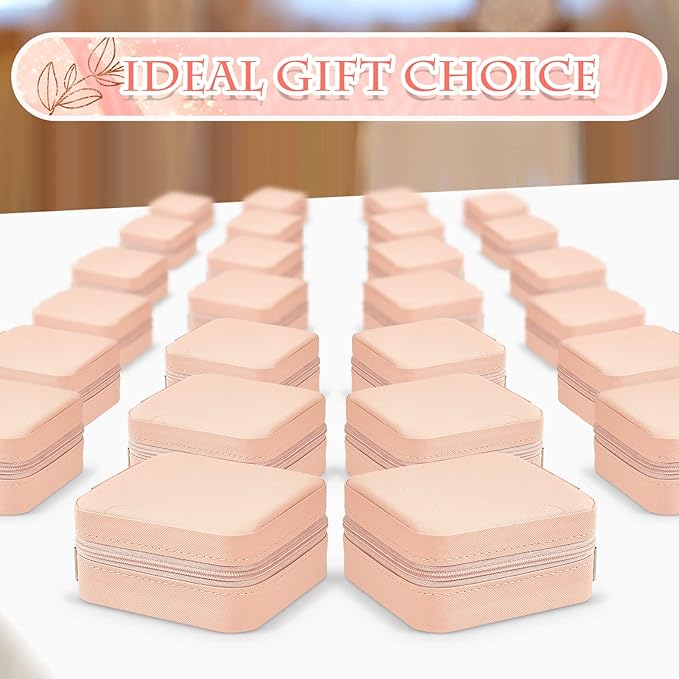 Taiyin 50 Pcs Travel Jewelry Case Box Bridesmaid Gifts Bulk Travel Jewelry Cases Boxes Small Jewels Organizers Mini Accessories Ornaments Storage for Women Girls Wedding Gifts (Pink)