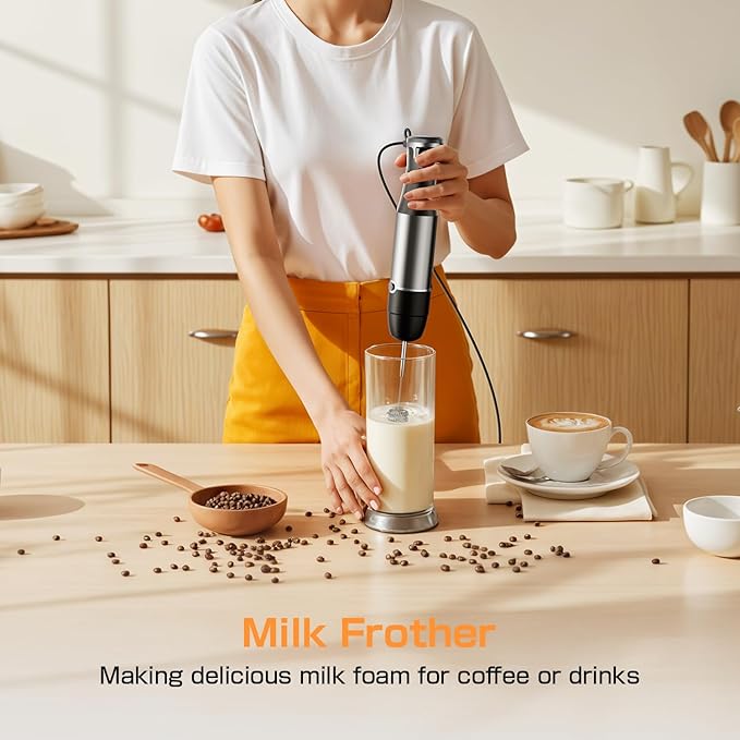 Turelar Immersion Blender Handheld 1100W - 3 in 1 Hand Blenders Set with Trigger Speed Control Emulsion Stick with Whisk and Milk Frother, Emulsifier for Kitchen for Soup, Smoothie, Puree