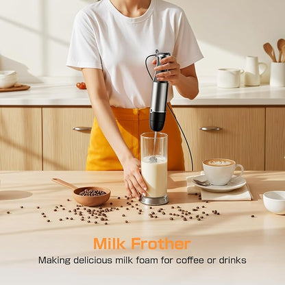 Turelar Immersion Blender Handheld 1100W - 3 in 1 Hand Blenders Set with Trigger Speed Control Emulsion Stick with Whisk and Milk Frother, Emulsifier for Kitchen for Soup, Smoothie, Puree