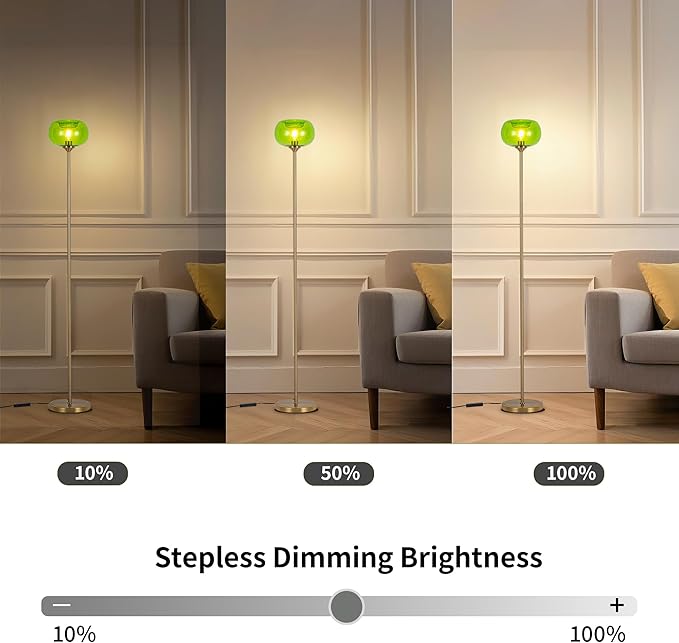 MAYNA Living Room Floor Lamp, Modern Standing Lamp with Green Bubble Shade, 67 Inch Tall Lamp for Bedroom, Study, Office (Includes 2700K Bulb) (Gold and Green)
