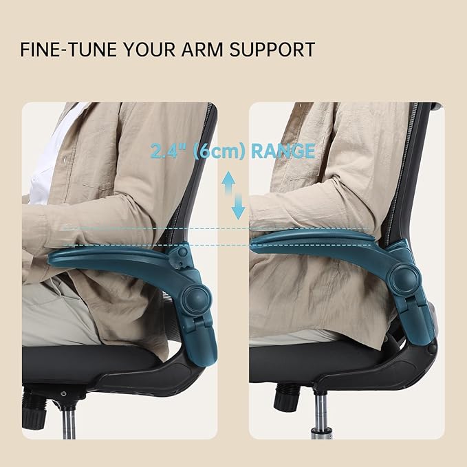 Ergonomic Drafting Chair for Standing Desk, Tall Office Chair with Height Adjustable Arms & Foot Ring, High Back Mesh Counter Stool with Rocking Function