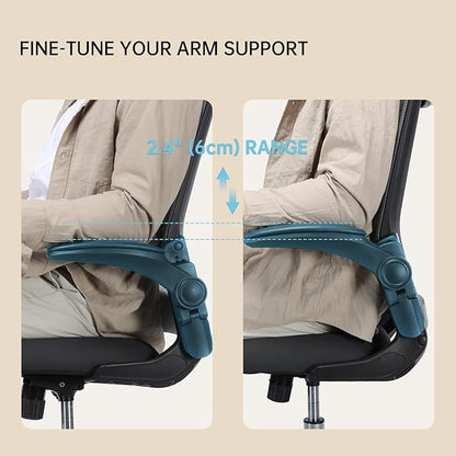 Ergonomic Drafting Chair for Standing Desk, Tall Office Chair with Height Adjustable Arms & Foot Ring, High Back Mesh Counter Stool with Rocking Function