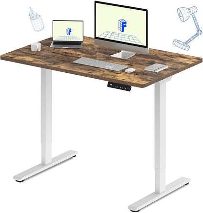 FLEXISPOT E3 Dual Motor Electric Standing Desk 48 x 30 Sit Stand Up Desk, Holds 220 lbs, Adjustable Height w/Memory Presets, One-Piece Special Walnut Desktop & White Frame, Ships in 2 Boxes