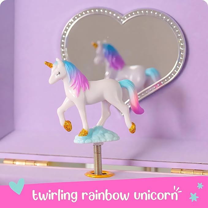 Giggle & Honey Musical Unicorn Jewelry Box for Girls - Kids Music Box, Unicorn Birthday Gifts for Little Girls, Jewelry Boxes, 6.8 x 5.3 x 6 in - Ages 3-10