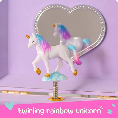 Giggle & Honey Musical Unicorn Jewelry Box for Girls - Kids Music Box, Unicorn Birthday Gifts for Little Girls, Jewelry Boxes, 6.8 x 5.3 x 6 in - Ages 3-10