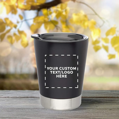 Personalized 12 oz. Itsy Vacuum Insulated Travel Mugs - 12 Pack - Custom Text, Logo - Black