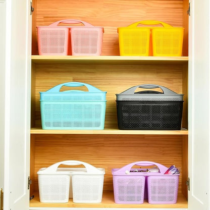 Plastic Cyan Shower Caddy Basket, Divided Cleaning Portable Shower Basket with Handle Compartments Storage Organizer for Bathroom, College, Kitchen, Dorm Room Essentials