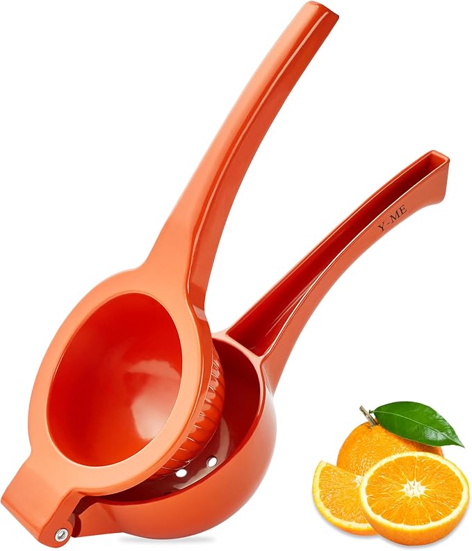 Y-ME Manual Juicer Citrus Lemon Squeezer, Fruit Juicer Lime Press Metal, Professional Hand Juicer Kitchen Tool(Orange)