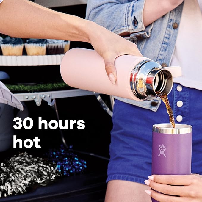 Hydro Flask Hot Flask & Cup – Insulated Stainless Steel, Hot Drink Travel Container for Coffee 28 Oz Beachplum Purple