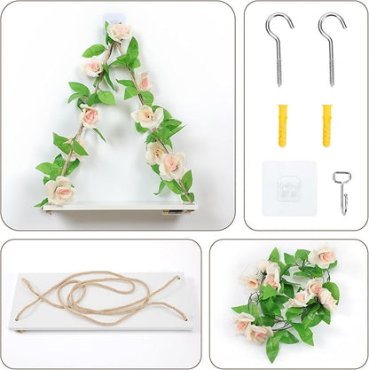 JOPSTDI Floating Shelves for Wall,Plant Wall Decor,Hanging Shelf,Cottage Core Decor,Room Decor Aesthetic,Trinket Shelf,Hanging Shelves,Floating Shelves for No Drilling,Two-Piece Set