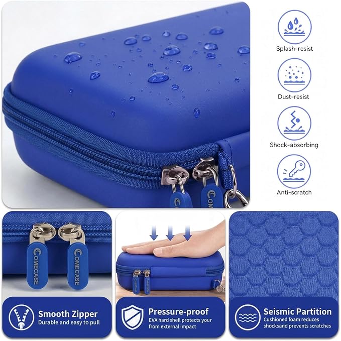 Comecase Case Compatible with Nelko P21/ for Phomemo D30 D35 Label Maker Machine, for JADENS D11/ for SUPVAN Mini Labeler Sticker, Labler Maker Storage for Tape&Accessories (Deep Blue)