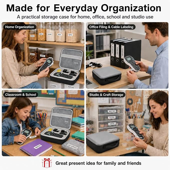 PAIYULE Case Compatible with DYMO Label Maker LabelManager 160/280 Portable Label Maker, Tag Printer Storage Organizer for AC Adapter, Tape Cartirdges and More Accessories(Box Only) Gray