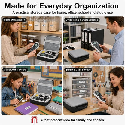 PAIYULE Case Compatible with DYMO Label Maker LabelManager 160/280 Portable Label Maker, Tag Printer Storage Organizer for AC Adapter, Tape Cartirdges and More Accessories(Box Only) Gray
