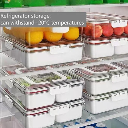 Snackle Box Container, 12.6 * 9.65 * 3.54” with 8 Independent compartments with Lids for lunch/Snack/Fruit/Veggie Storage, Organizers for Pantry/Refrigerator/Closet/kitchen