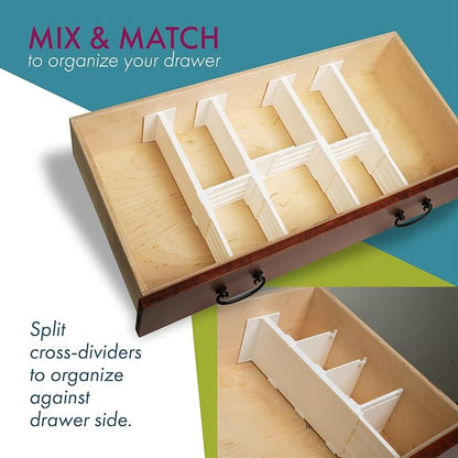 Dial Industries Adjustable Dresser Drawer Clothes Organizers, Set of 4 Dividers and 3 Cross Dividers, 4.5" Deep