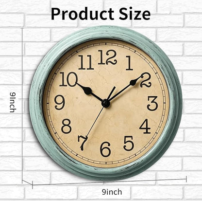 Wall Clock, 9 Inch Silent Wall Clocks Battery Operated, Decorative Clocks for Kitchen Living Room, Bedroom (Teal)